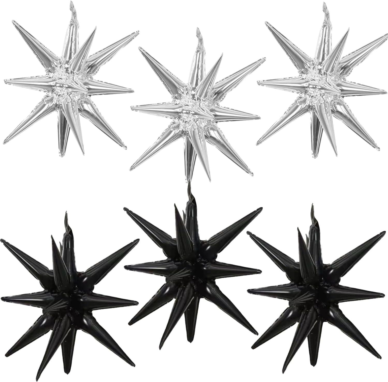 6 Pcs Rose Gold Star Foil Balloons One-Piece 14-Pointed Star Balloons 4D Starburst Cone Mylar Balloons 22Inch Christmas Birthday Wedding Wedding Anniversary Party Supplies(Rose Gold)