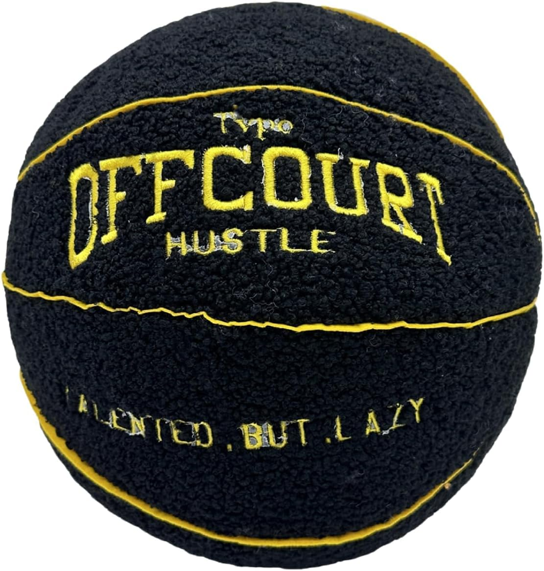 2023 New Offcourt Basketball Pillow, 11" Shaped Teddy Fleece Embroidered Throw Pillow, Fuzzy Plush Toy Gifts for Kids Boys Girls (Beige)