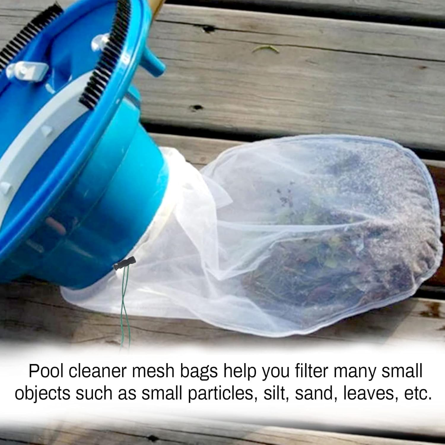 Shuoteng Pool Vacuum Leaf Cleaner Mesh Bags, 6Pcs Vacuum Pool Cleaner Bags Mesh Leaf Bag with Pull and Lock Cord, Fine Mesh Pool Leaf Vacuum Net Bag with Locking Cord image number 2