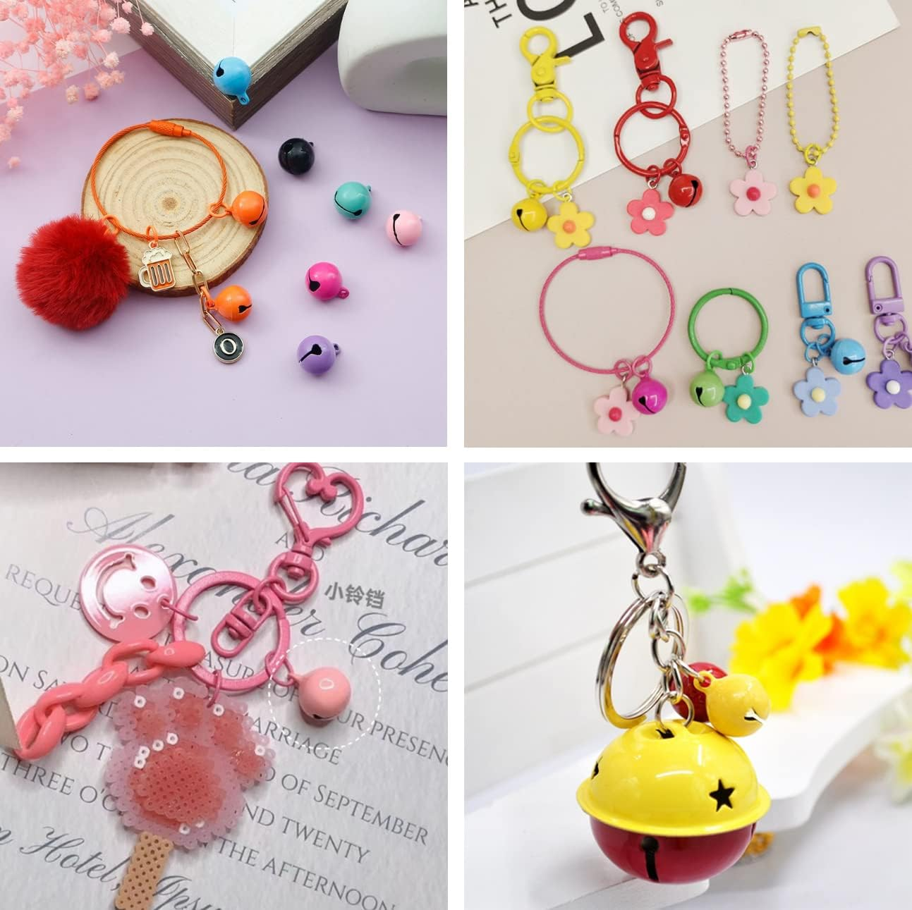 100Pcs Jingle Bells, Betterjonny 14Mm Small Craft Bells 10 Sweet Colors Metal Bells Pet Bells for DIY Christmas Party Decorations and Jewelry Making image number 4
