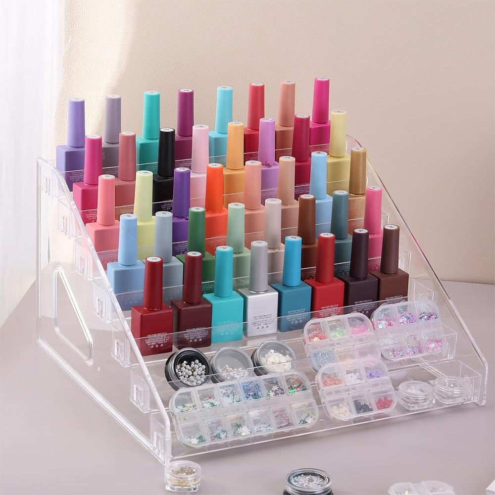 7-Layer Transparent Organizer,Clear Display Holder,Transparent Display Rack,Home Daily Use Shelf,Storage Shelf,Shelf Tray for Nail Polish,Essential Oils,Cosmetics,Lipsticks Etc. image number 1