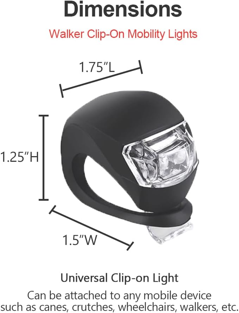 Walker Clip-On Mobility Light, Wheelchair LED Flashlight with 3 Modes for Crutches, Canes, Rollators, Prevent Falls during Dark, 2 PCS image number 2