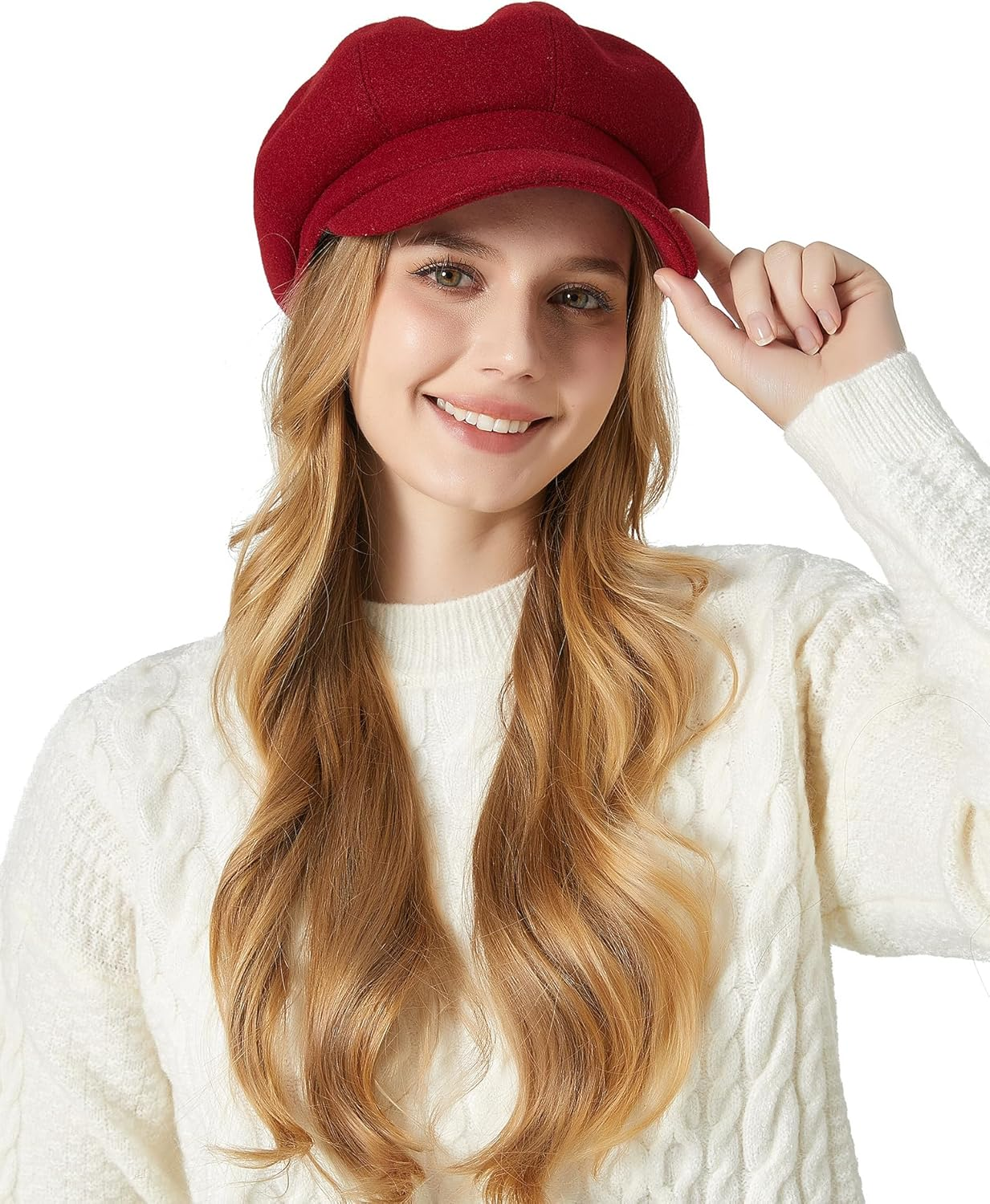 KEOYA Women Newsboy Cap Cabbie Hat Vintage Visor Beret Hat Wool Fashion 8 Panels Paperboy Cap