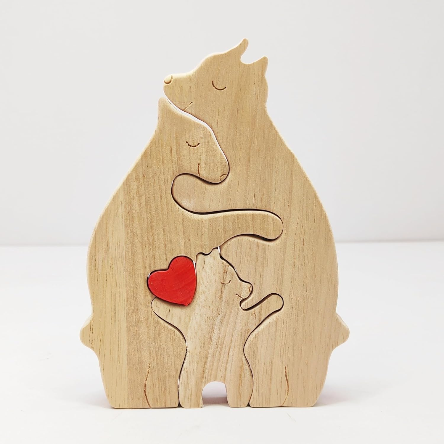 Becho Bear Family Wood Carved Bear Wooden Jigsaw Puzzle Set Bear Family Home Office Decor for Thanksgiving Mother'S Father'S Day Wedding Christmas and More (4) image number 2