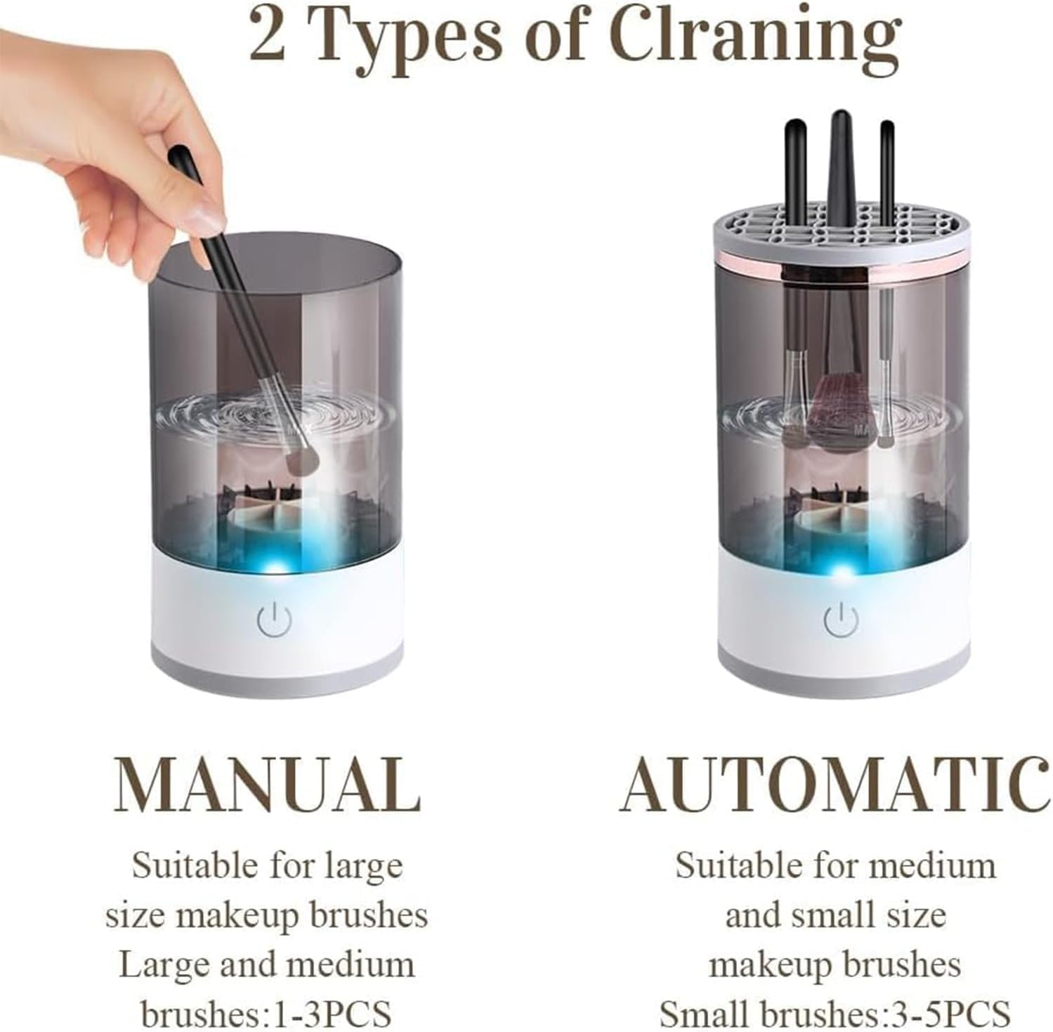 Electric Makeup Brush Cleaner, Automatic Make up Brush Cleaner Machine with Brush Cleaner Mat, Portable Automatic Spinner Cosmetics Brushes Cleaner for All Size Makeup Brushes image number 1