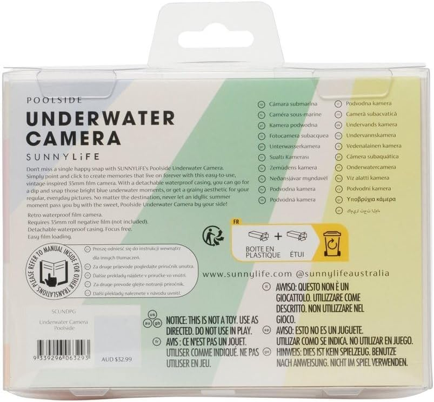 Sunnylife Kids Underwater Camera Pool Side Pastel Gelato, 35Mm Film, Waterproof Retro Style Focus-Free Compact Travel Camera with Detachable Case image number 1