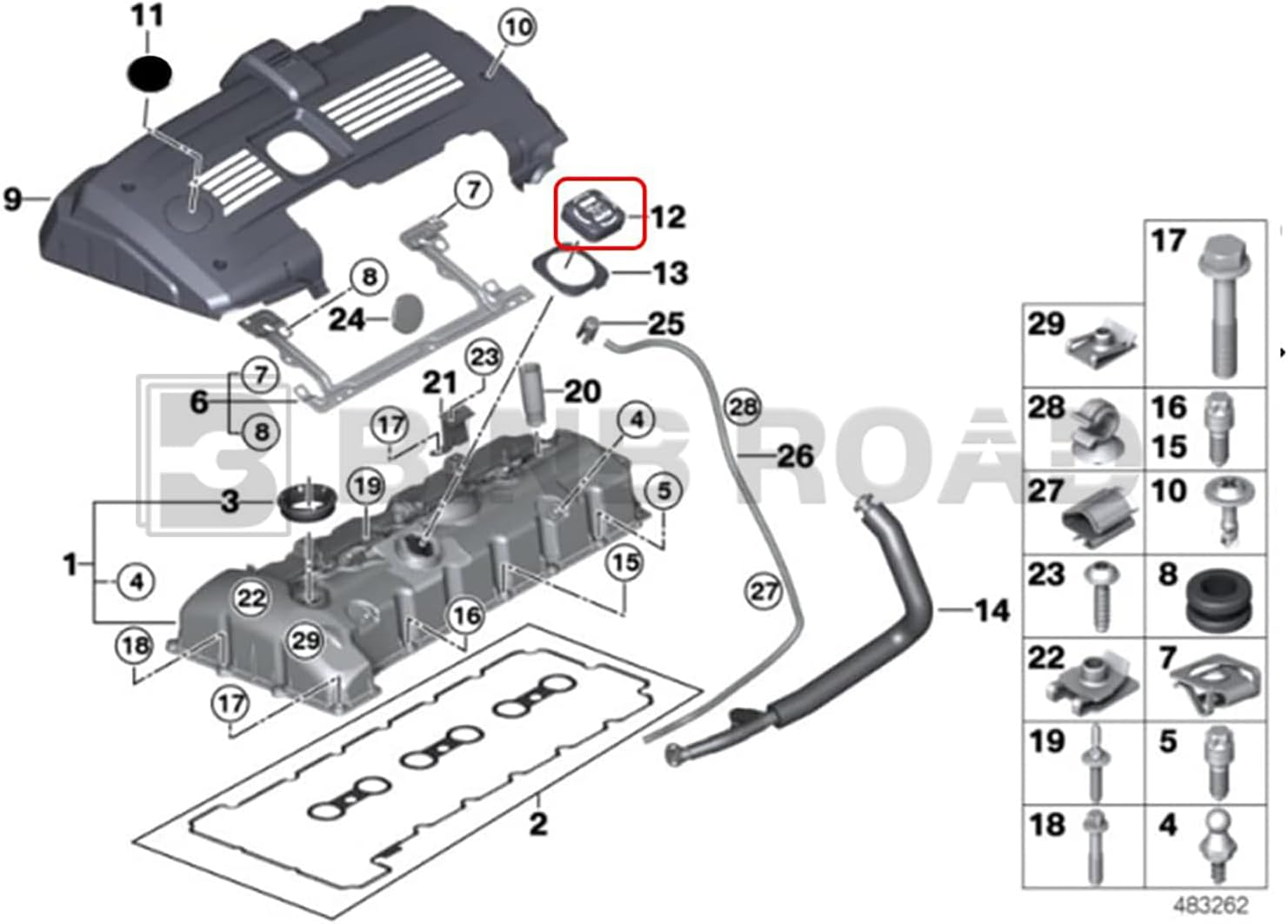 BINB ROAD Engine Oil Filler Cap Cover Lid 11127500568 Compatible with BMW 116I 118I 120I 130I 316I 318I 320I 323I 325I 330I523I 525I 530I 630I 730I X3 Z4 image number 1