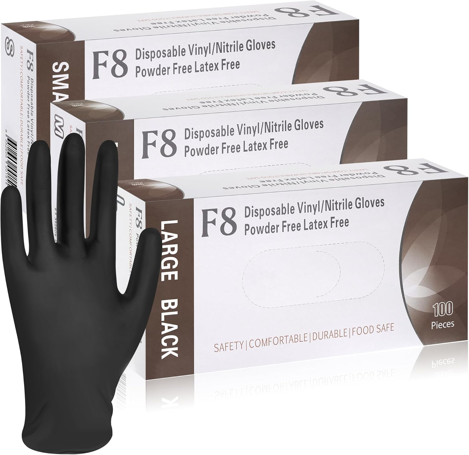 Black Nitrile Vinyl Gloves &ndash; 3 Box (300 Gloves Total), Disposable, Latex-Free, Powder-Free, Textured Grip, Food Safe, Cleaning, Tattoo, Mechanic image number 3