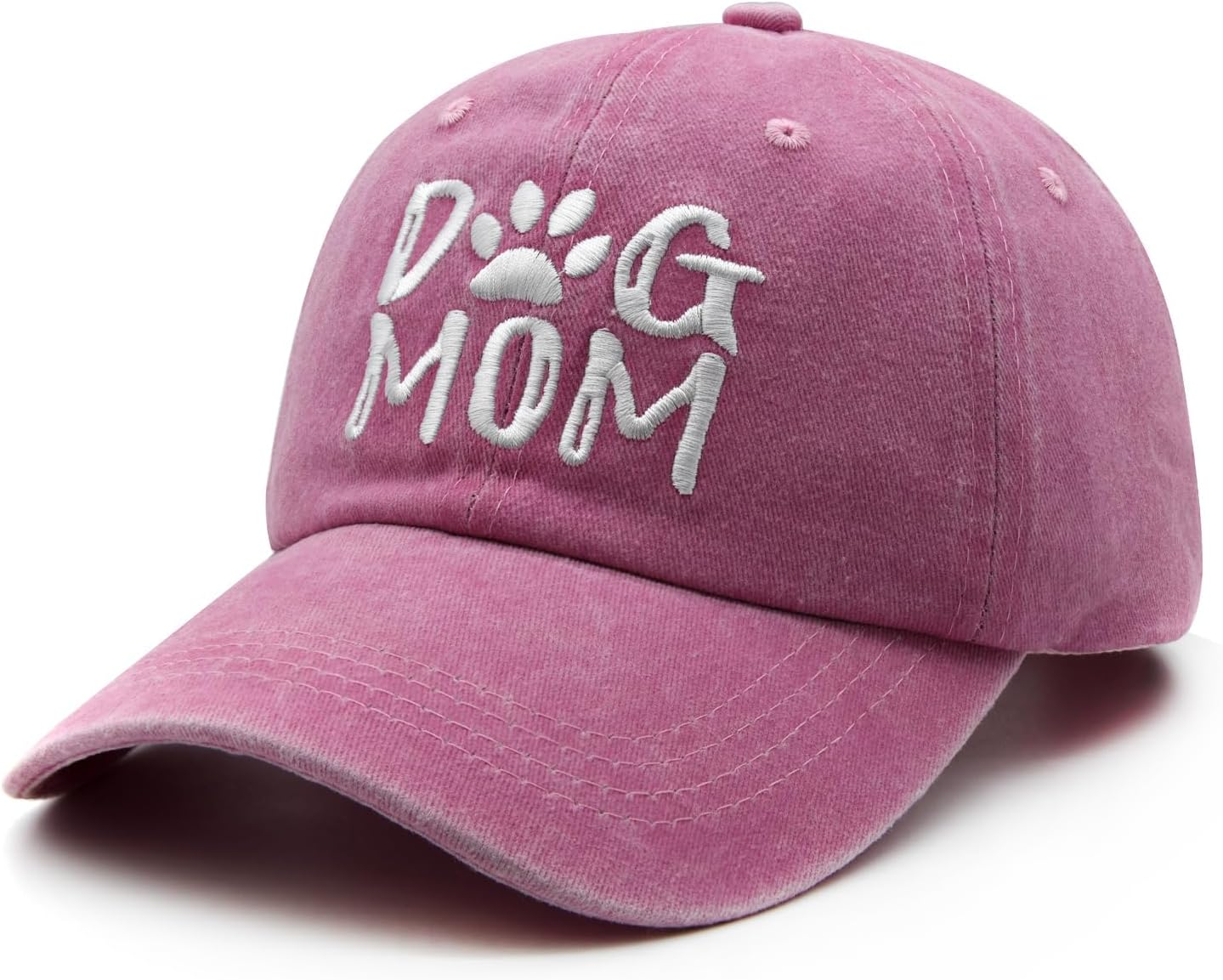 Women'S Embroidered Dog Mom Hat Adjustable Washed Denim Baseball Cap