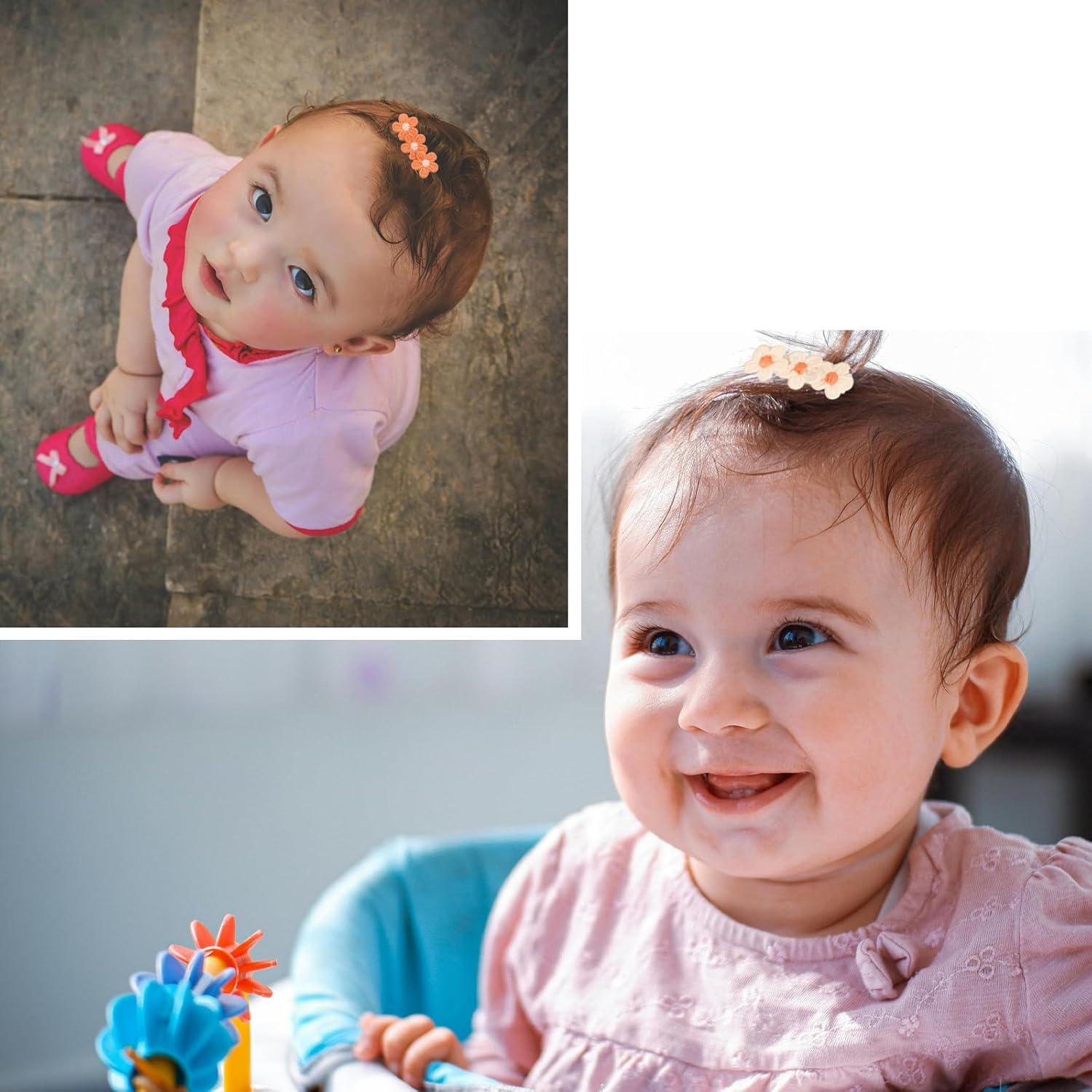 Baby Hair Clips -12Pcs Tiny Hair Barrettes for Baby Girls Fully Lined Wrapped by Soft Fabric Cloth Flower Hair Clips for Toddlers Girls Infants Kids image number 4