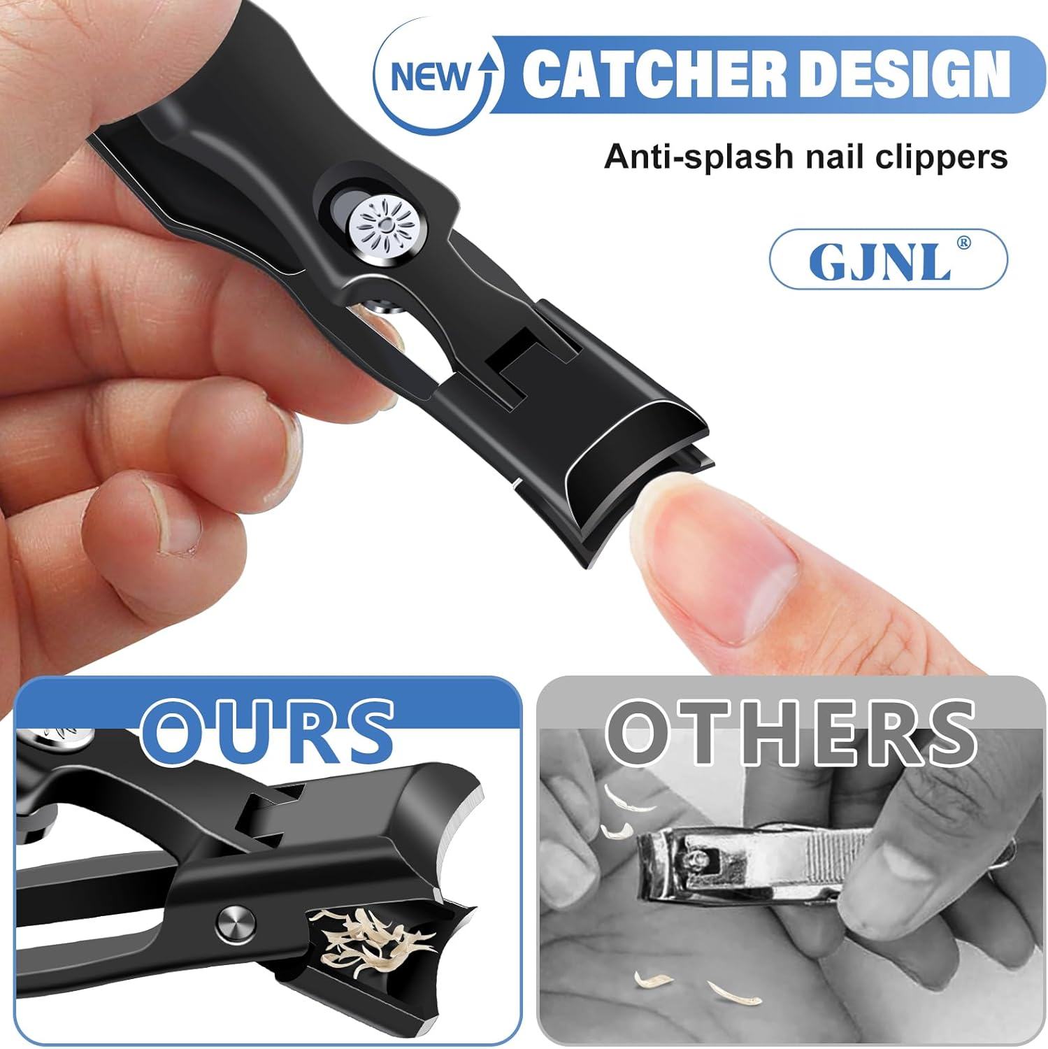 Slanted Nail Clippers for Men, Popular Wide Jaw Nail Clippers with Catcher, Sharp Ingrown Toenail Clippers with Slanted Curved Blade, Wide Opening anti Splash German Nail Clipper Fingernail image number 6