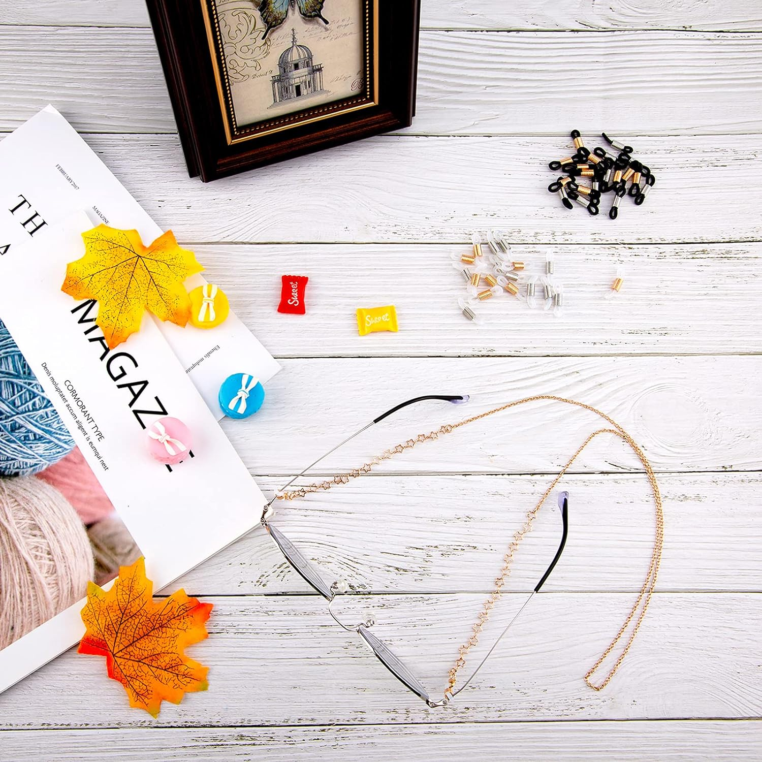 KINBOM 40Pcs Adjustable Silicone Eyeglass Chains Ends Long Strap Holder Chain End Connectors for Eyeglass Holder Chain Strap image number 4