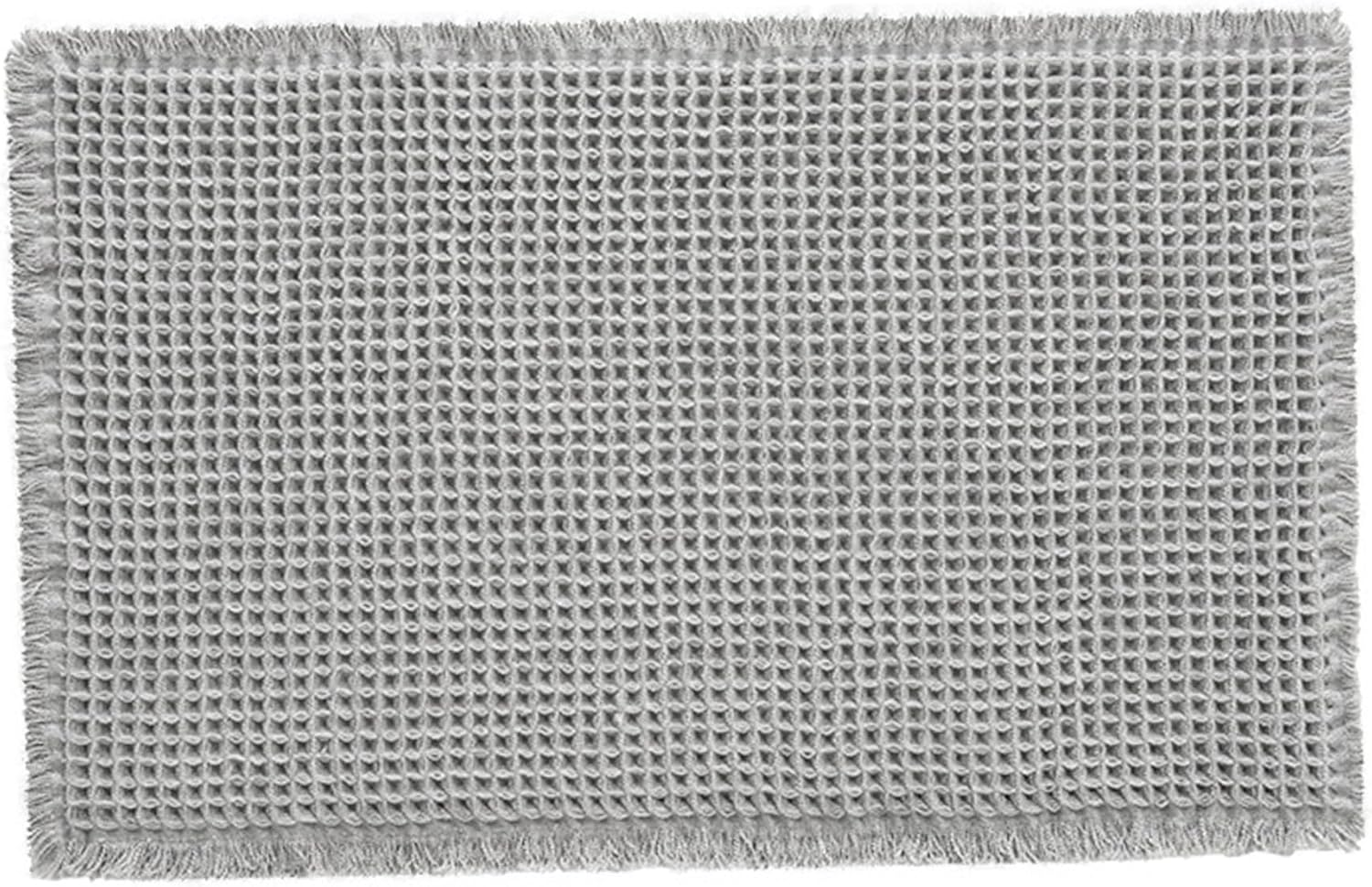 Waffle Bath Mat 24"X36" Soft ＆ Absorbent Woven Bath Mat Non Slip Waffle Bathroom Rug Machine No Shredding Washable Bathroom Mats with Tassels for Bathroom Floor beside Tub Grey, Woven Bath Mat, Waff image number 5