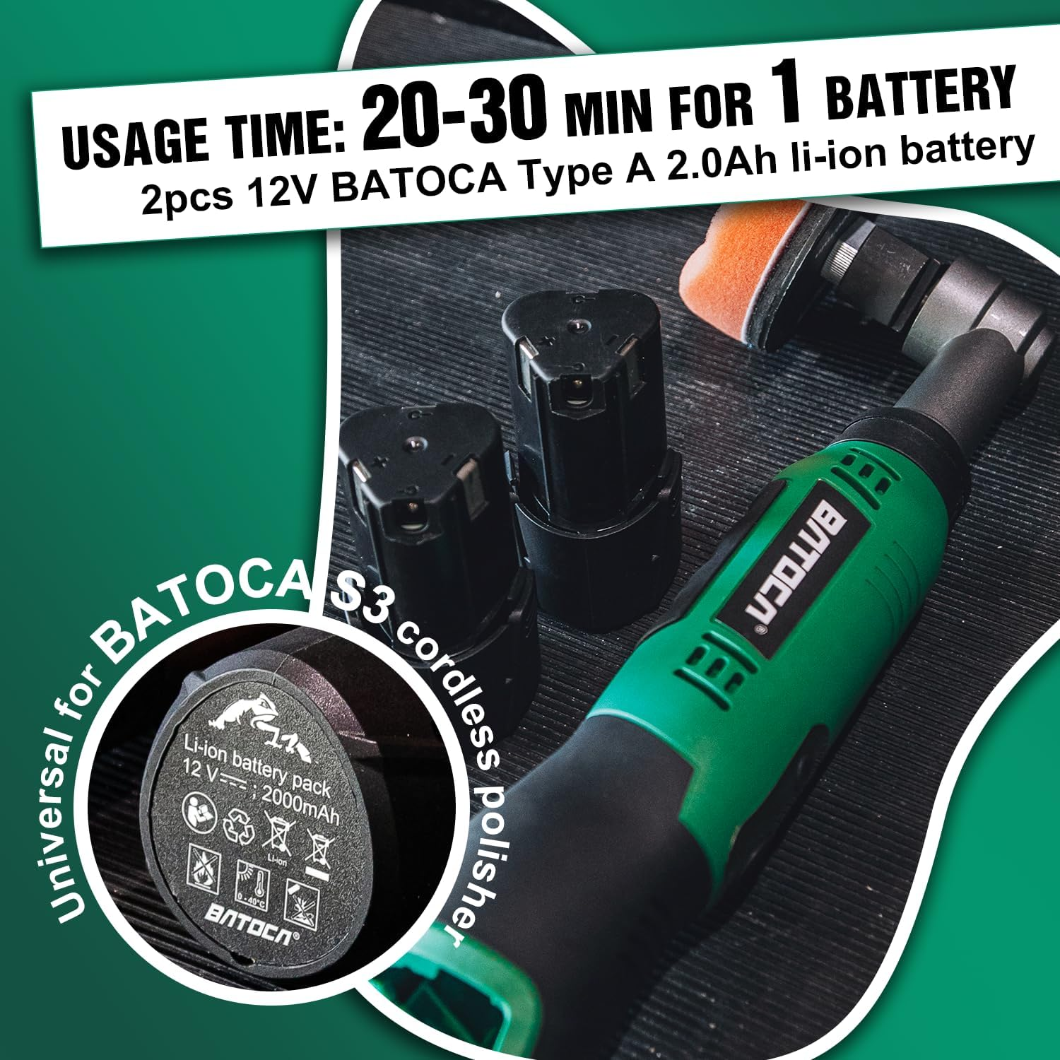BATOCA S6 Mini Cordless Polisher,12V Car Buffer Kit for Detailing and Paintwork Care,Da&Ro and Mini Polishing Machine,1000-5000Rpm&4200-21000Rpm,Motorbike Polish Sanding Waxing image number 1
