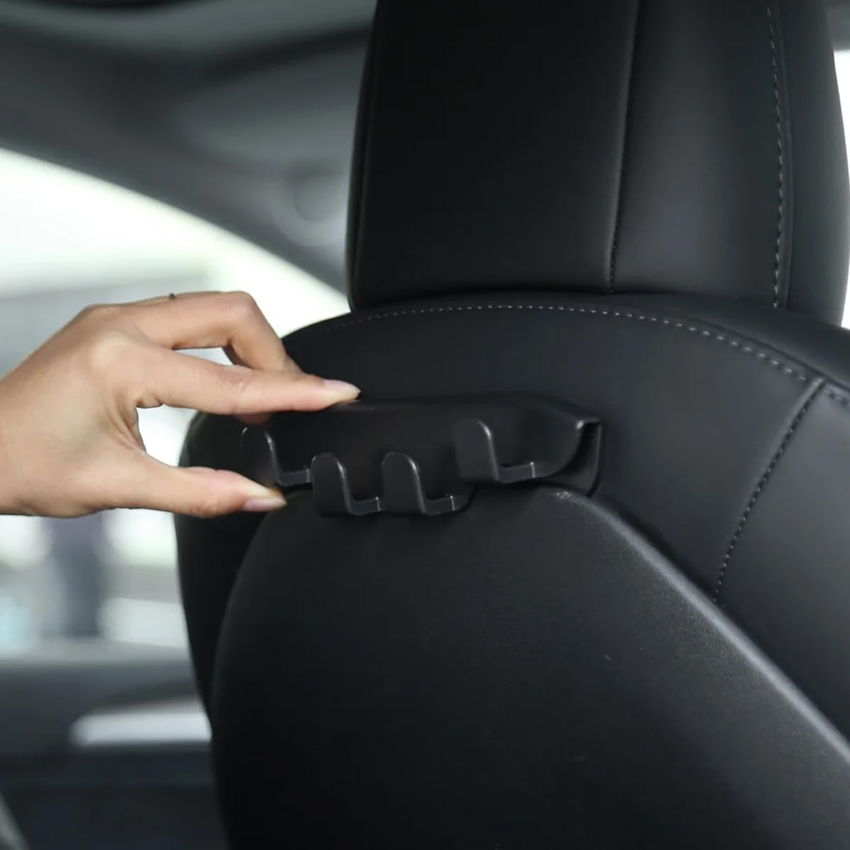 AIMALL Car Seat Back Hook for Tesla Model 3 and Model Y, Pack of 2, Interior Modification Accessory, Front Trunk Storage Rack, Easy Install, Durable Organiser for Bags and Groceries image number 3