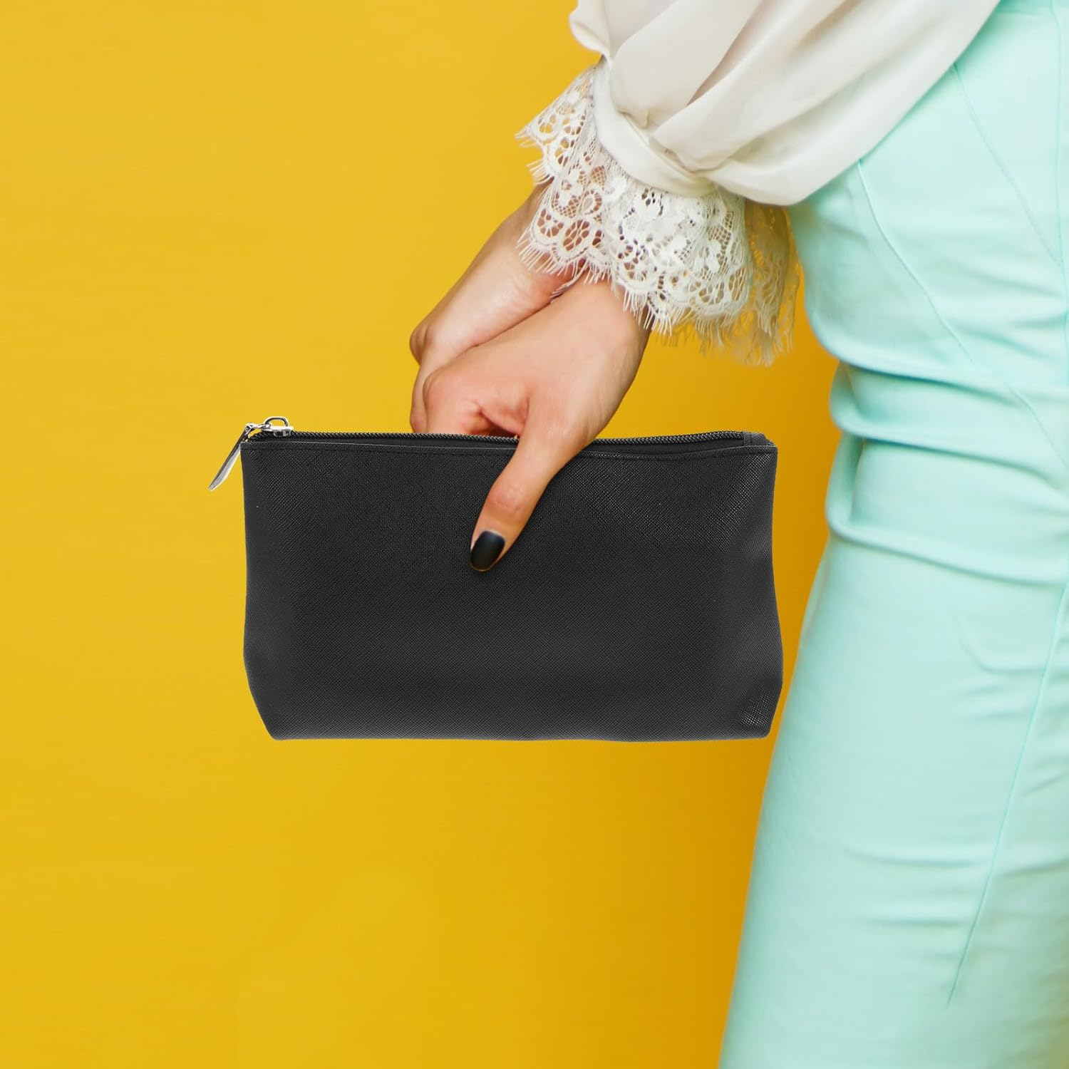 WATIIFUFU Portable Makeup Brush Storage Bag PU Leather Cosmetic Pouch Medium Travel Makeup Organizer Purple Coin Purse for Women image number 2