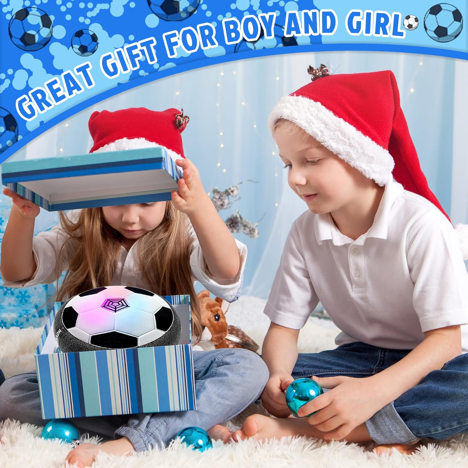 Hover Soccer Ball, Kids Toys for Boys Girls Age 3 4 5 6, Sport Indoor Outdoor Floating Soccer Boys Toys with Led Lights ＆ Foam Cushion, Football Game Birthday for 8-12 Year Old Boy Gift image number 1