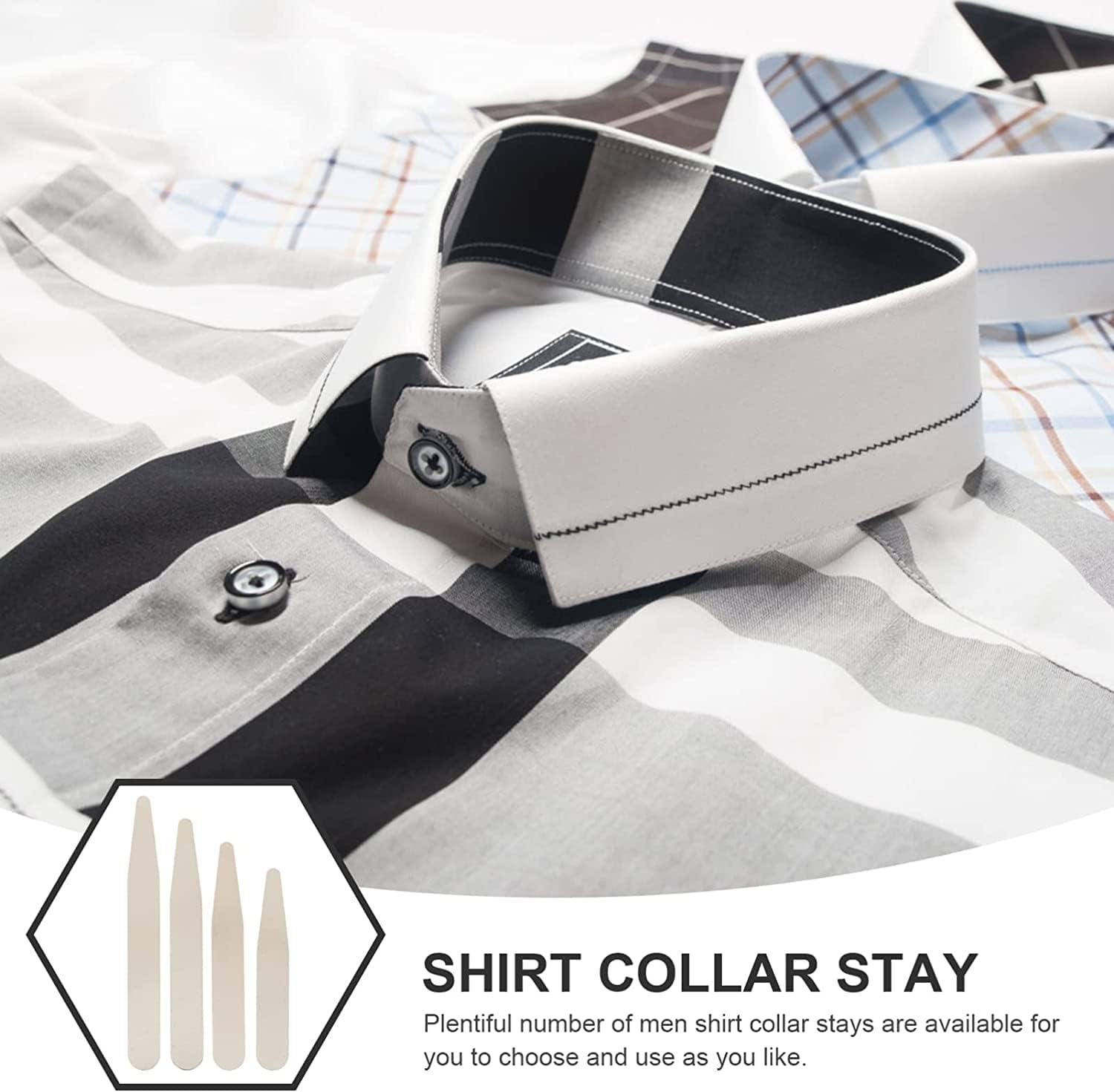 Mosegor 40Pcs 4 Sizes Stainless Steel Collar Stays Support Dress Shirt Collar Support with Clear Box for Business Men Shirt