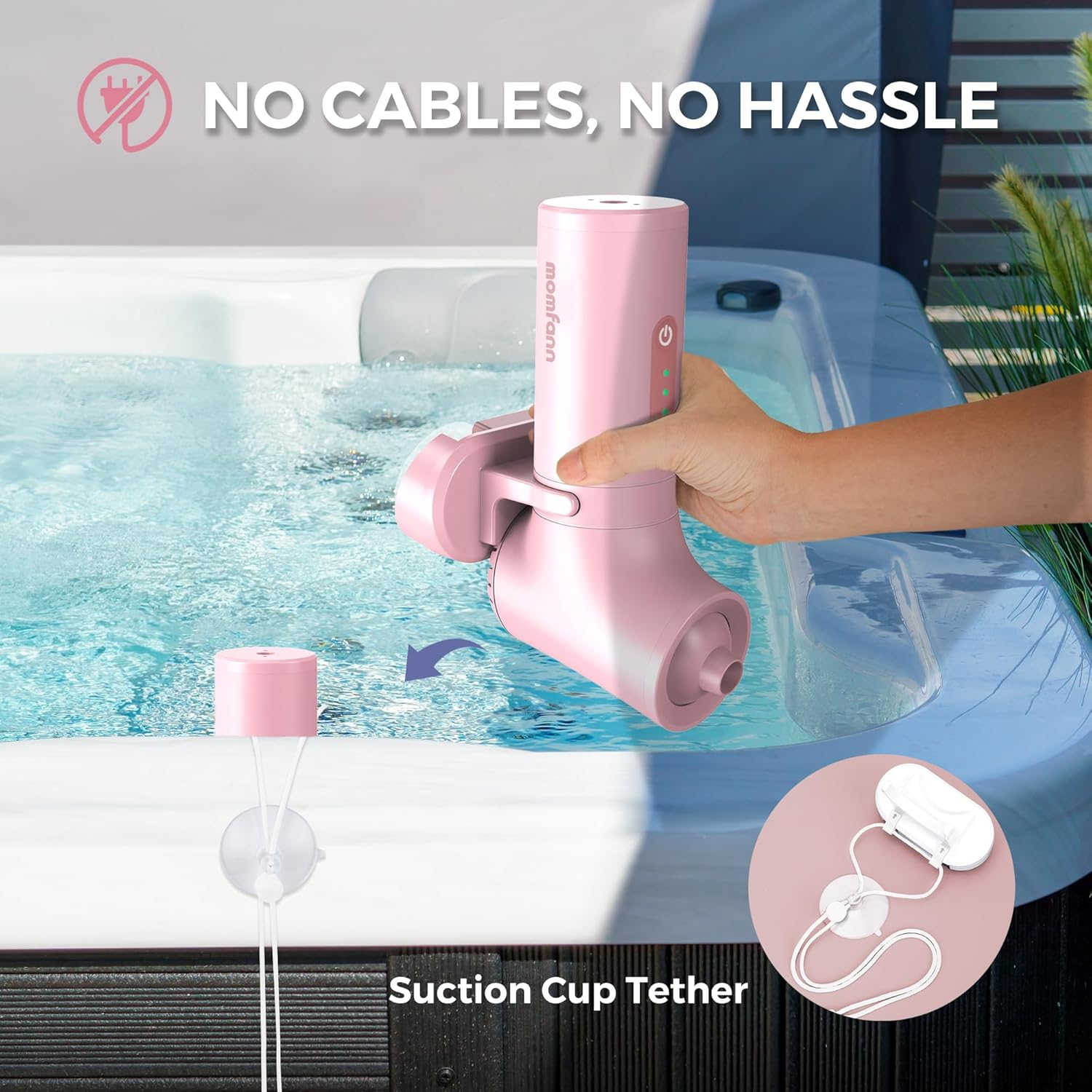 Bath Jets for Tub, Portable Jet Spa for Bathtub, Bubble/Jet Mode, 3-Level Adjustable, Idea Gift Bath Spa for Gifts for Women (Powder Pink) - Blue image number 5