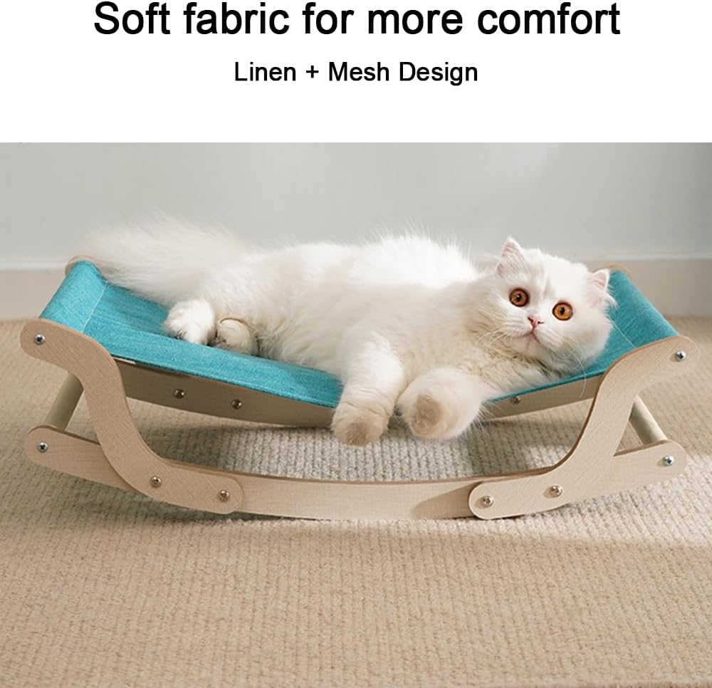 TOMVAES Cat Swing Bed Pet Rocking Hammock for Kitten or Small Puppy Dog Indoor and Summer Breathable Outdoor Pet Camp Bed Easy to Assemble Wooden Frame Hanging Pet Bed