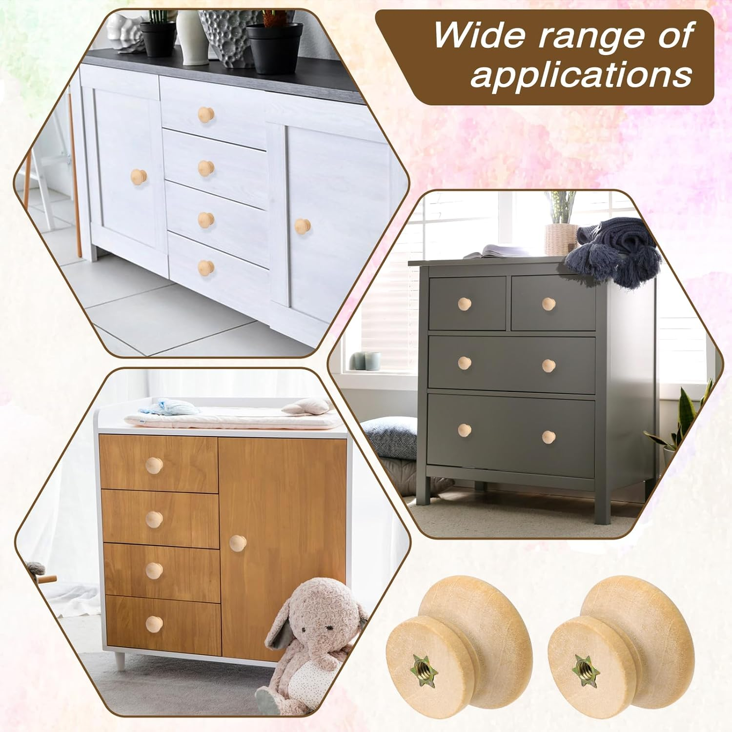 Mozeat Lens 20 Pcs 1.1 Inch round Wood Cabinet Knobs Unfinished Drawer Knobs Wooden Pulls Mini Wooden Drawer Handle Knobs Furniture Drawer Knobs Pulls Handles for Dresser image number 3