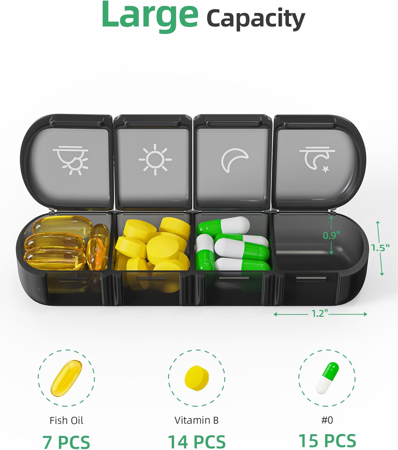 Weekly Pill Organizer 4 Times a Day with a Business Stylish Bag, PULIV Portable Pill Box 7 Day with 28 Compartments for Men, Removable Pill Sorters to Store Vitamin, Medication, Fish Oil, Supplements image number 5