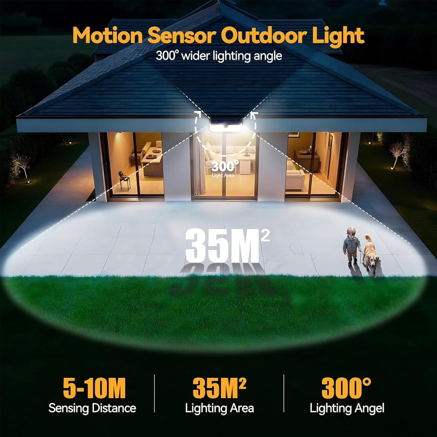 XIULIUU Solar Lights Outdoor, 1PACK 416 LED 4200LM Motion Sensor Outdoor Lights, IP66 Waterproof Solar Powered Security Flood Light for outside Yard, Shed, Barn, Patio, Porch, Garden, Garage image number 1