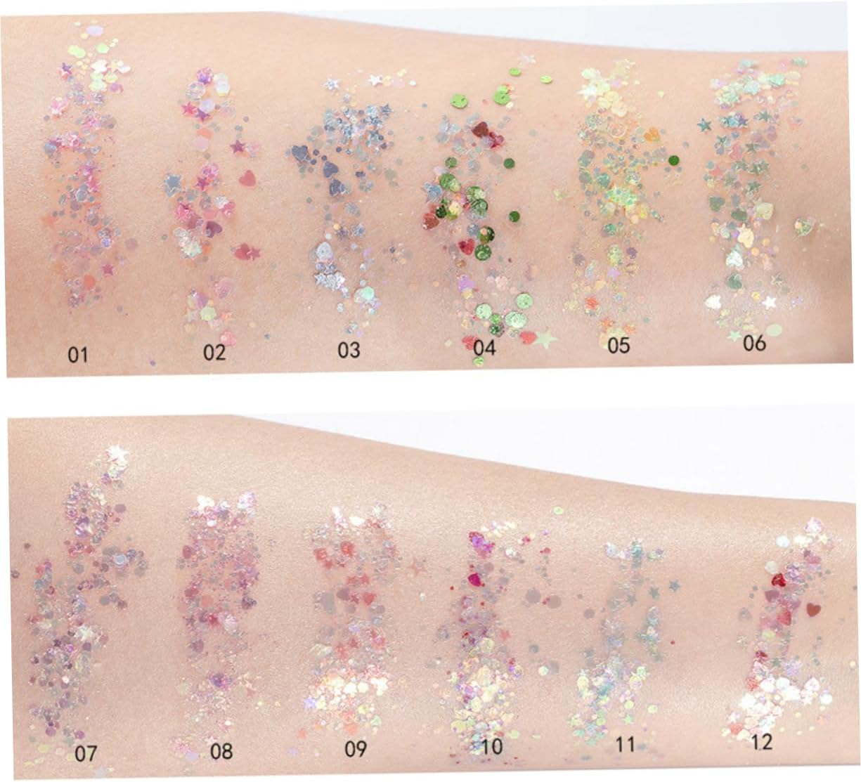NOLITOY 2Pcs Sequined Body Gels Set Colors Brilliant Facial Body Decor for Makeup Manicure image number 3