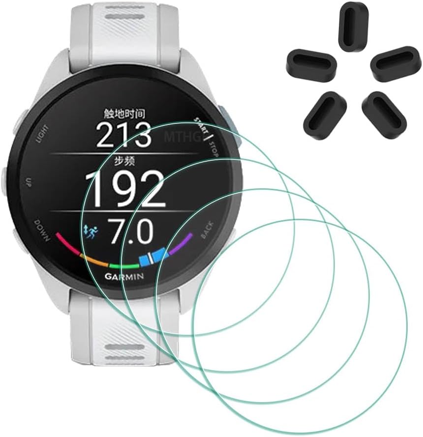 Screen Protector for Garmin Forerunner 165 Smartwatch [4 Pcs], MTHGH Tempered Glass 9H Hardness Anti-Scratch Sensitive Touch Bubble Free Film Ultra-Thin Protective Cover image number 5