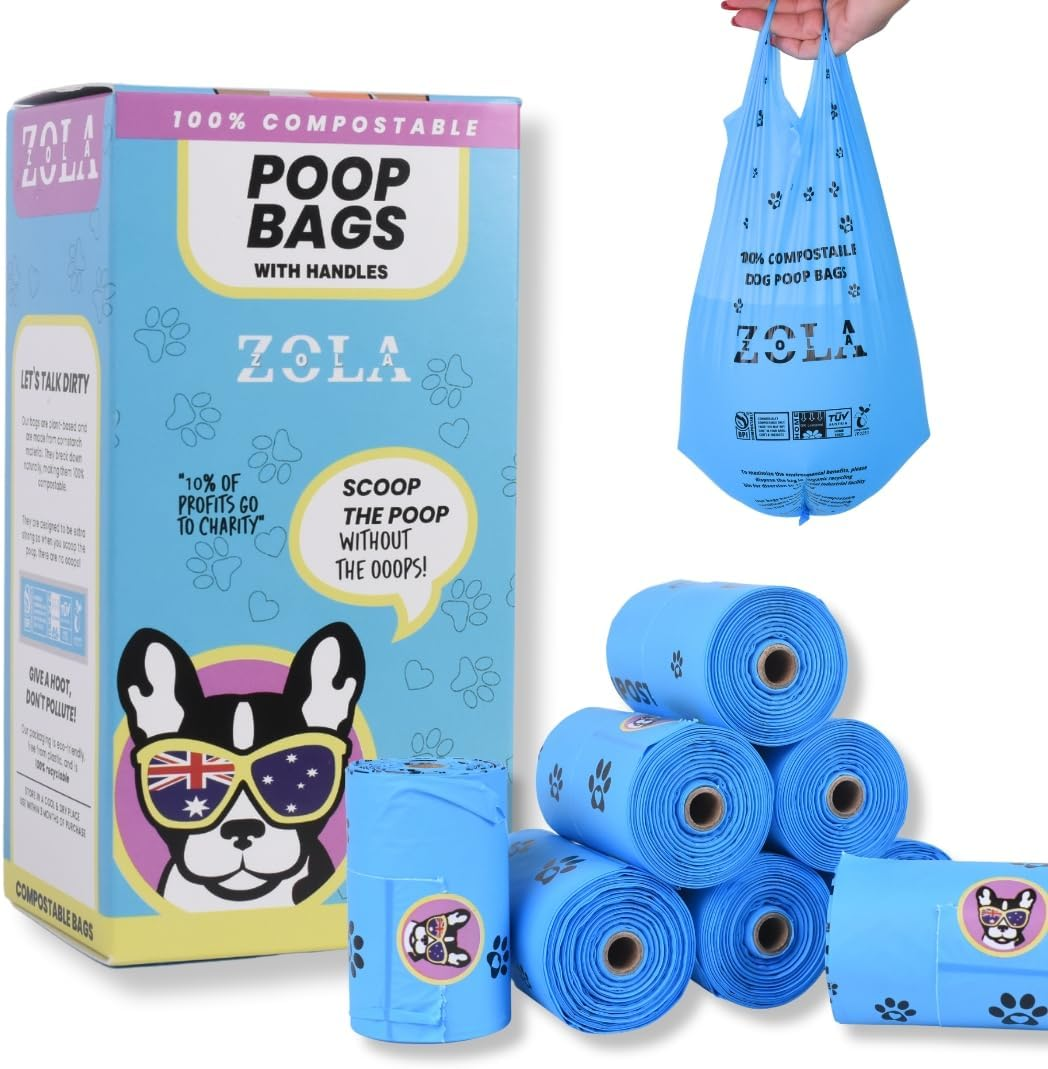 ZOLA ZOLA Super Strong Biodegradable Dog Poop Bags with Handles - Extra Strong, Extra Thick, Compostable Dog Poo Bags for Dogs & Cats - Eco-Friendly Poop Bags Rolls
