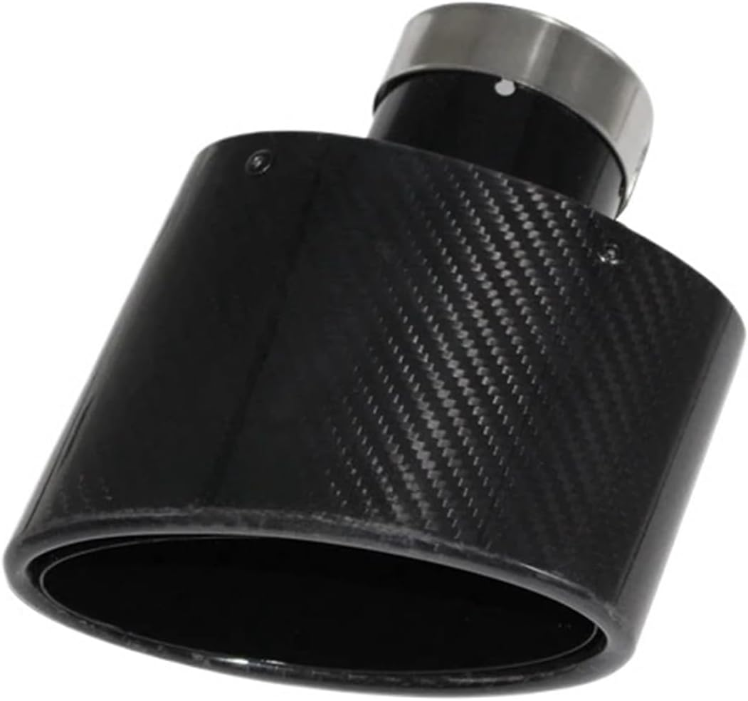 Gloss Carbon Fiber Car Muffler Tip Exhaust Tip Nozzle Decoration Universal Stainless Black Oval 150Mm Tilting Left Right(Right 73) image number 2