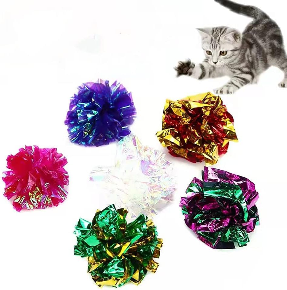 20 Pack Interactive Crinkle Balls Cat Crinkle Toy Ball Bright Colors Cat Ball Toys Colorful Chew and Chase Cats Toys for Indoor Cats Kittens to Keep Fit Active Bright Color Paper Ball (Random Color) image number 2