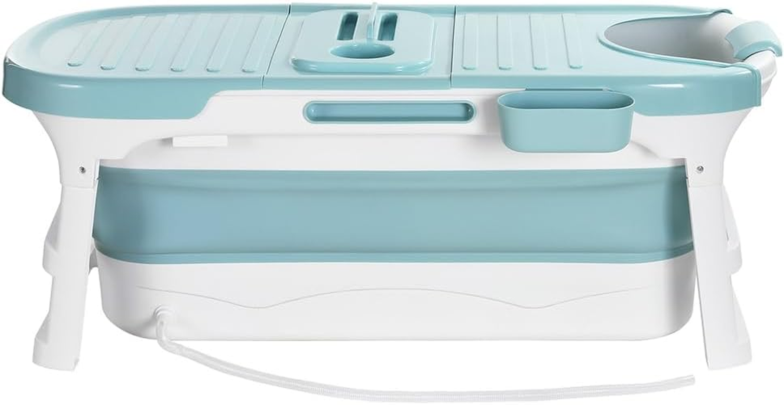Weisshorn Foldable Bathtub Portable Folding Water Spa with Cover Plate 136X62Cm