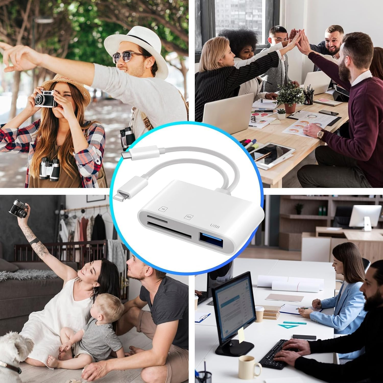 Lichely USB C SD Card Reader Light-Ning Card Reader Portable Memory Card Adapter for Macbook, I-Phone 16/15, Ipad, Galaxy & Windows Laptops, Micro SD/TF Card Reader for Photos, Videos & Data Transfer image number 1