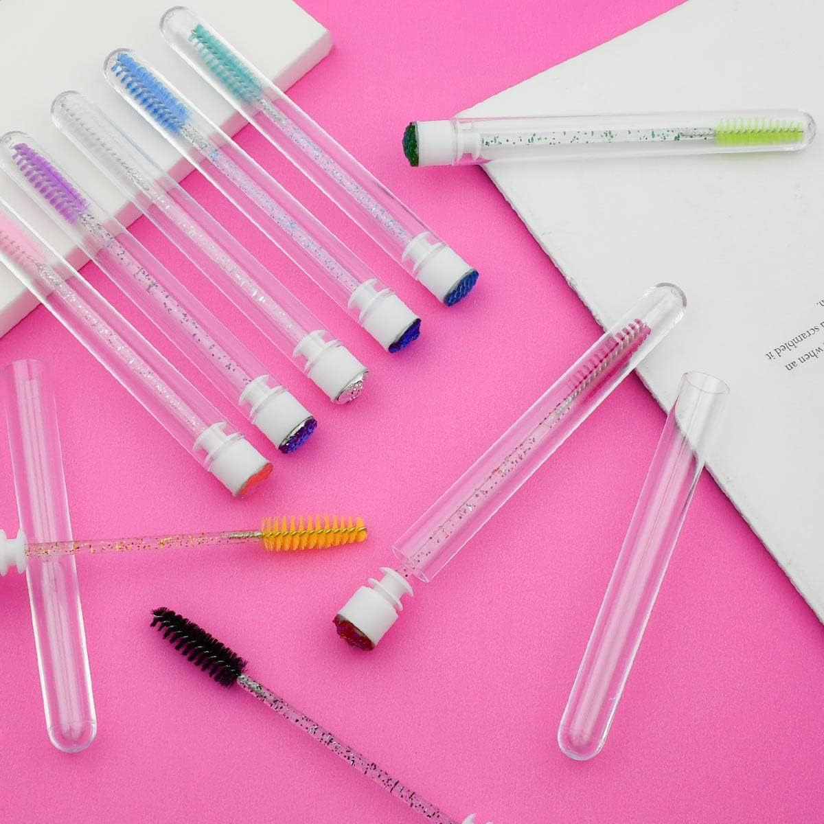 20-Piece Disposable Mascara Wand Set - Diamond Eyelash Brushes, Lash Wand Tubes, Spoolies with Empty Tube - Makeup Tool, Eyebrow Applicator Supplies (Mixed Color) image number 2