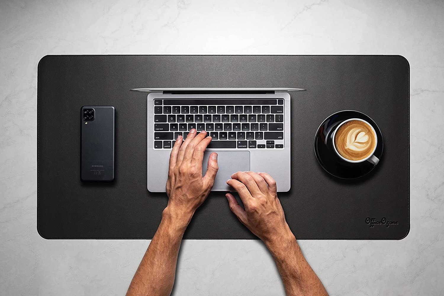 Officeozone Desk Mat with All-New Edge Stitch, Synthetic Leather, Non-Slip Suede Base, Black, 80Cm X 40Cm image number 4