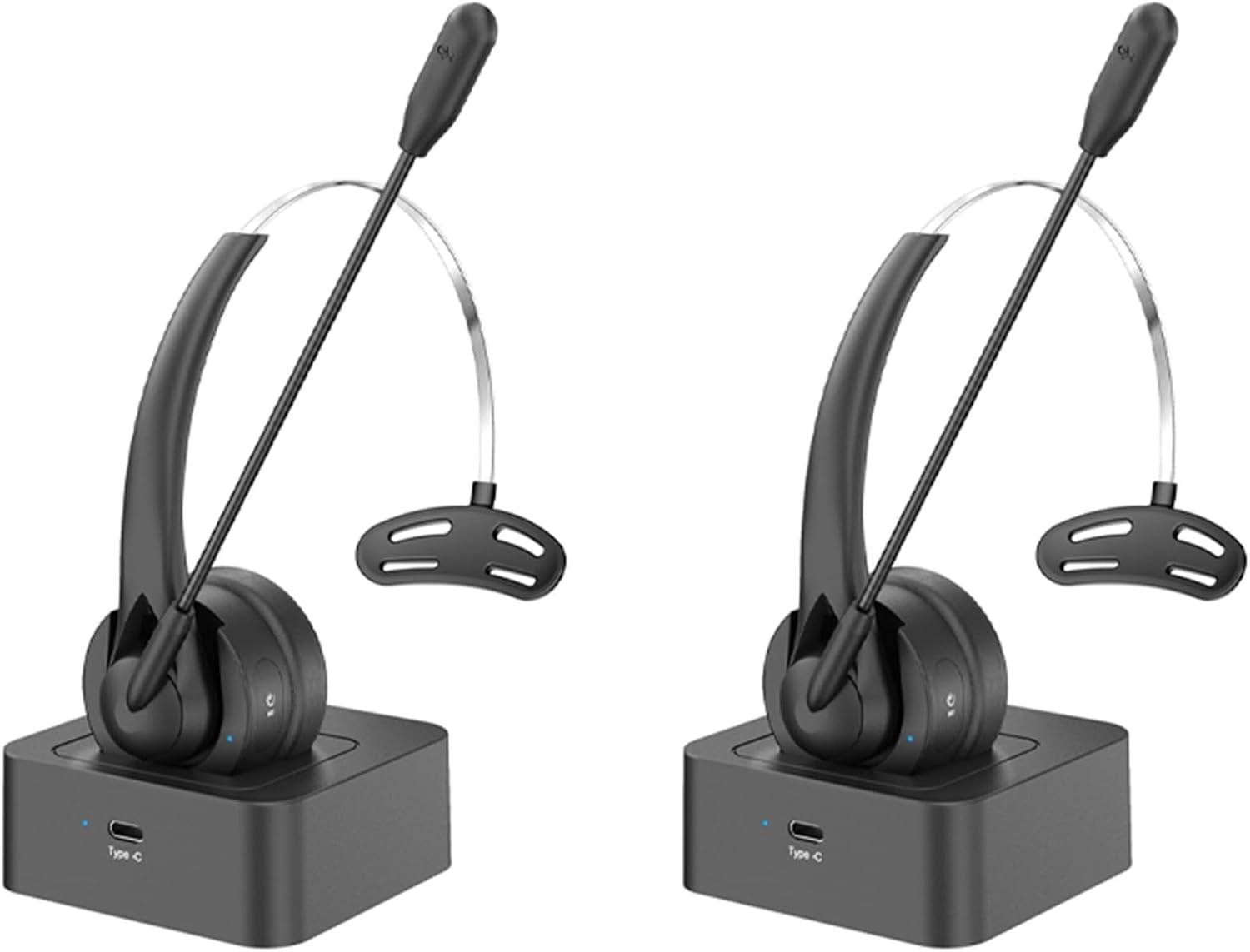 Kaifucy 2X on Ear Headset BT 5.4 Wireless Headphone Call Center Headband Earphone with Noise Cancelling Mic image number 5