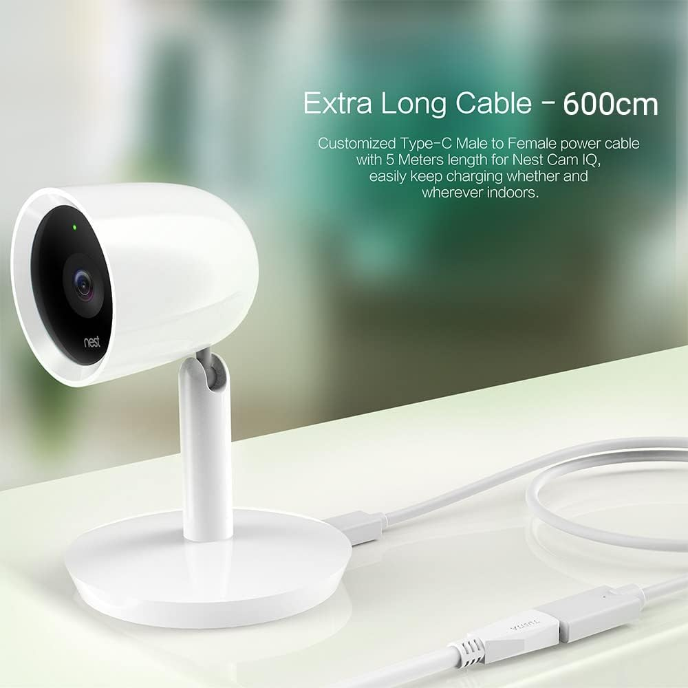 TUSITA Power Extension Cable for Nest Cam IQ Indoor Outdoor, Google Wifi System, Eero Pro Wifi System - Type-C Male to Female Cord (16.4Ft/5M) - Security Camera Accessories