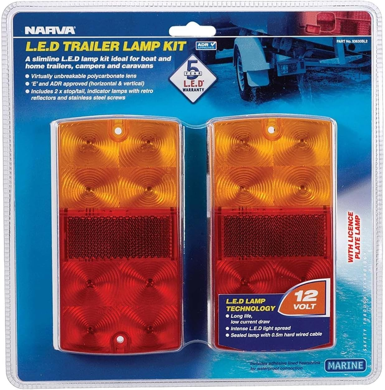 Narva 12V LED Slimline Trailer Lamp Pack with Licence Plate Lamp