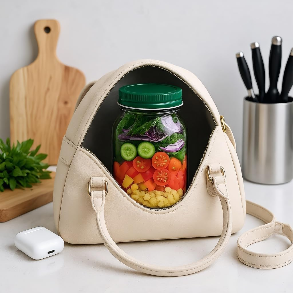 Salad Jar with Side Opening,Igugig Salad Pod Mason Jar Container with Leakproof Dressing Cup Dishwasher Safe Canisters for Meal Prep Home Outdoor Travel image number 6