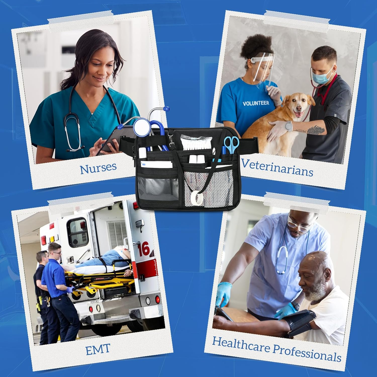 Procase Nurse Fanny Pack, Utility Medical Nursing Fanny Pack for Women, Nurse Organizer Pouch to Carry Stethoscopes and Medical Supplies, Nurse Belt Bag for Nurses RN Vet EMT -L, Black