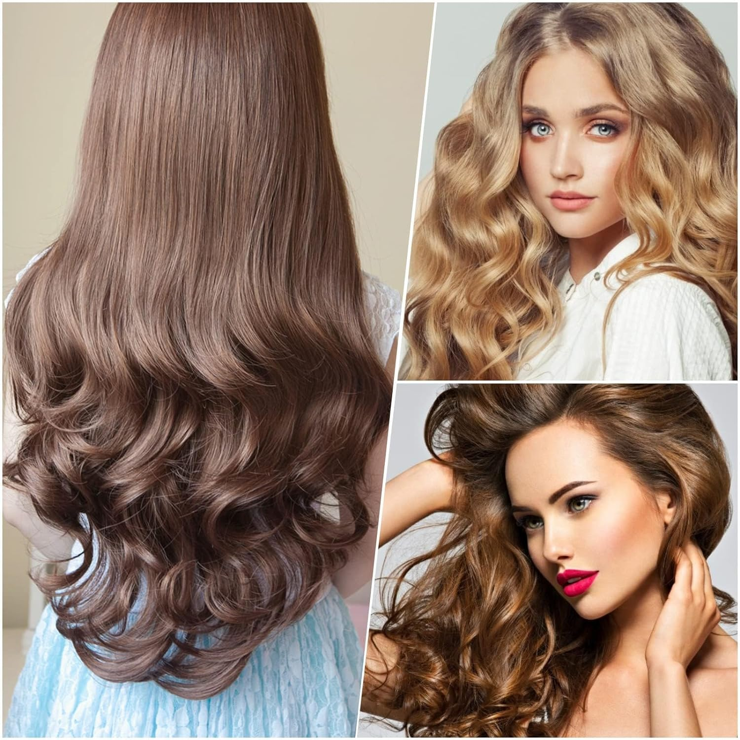 Jumbo Hair Curlers Rollers, 12Pcs 60Mm Jumbo Hair Roller Curlers Self Grip Holding Rollers with 12Pcs Hair Clips for Long Straight Thick Hair (Rose Red) image number 2