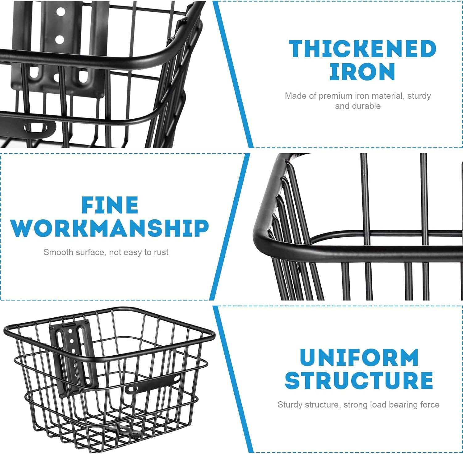 BESPORTBLE Bike Basket, Removable Metal Bicycle Rack Cargo Basket for Most Mounted Bike Rack image number 3