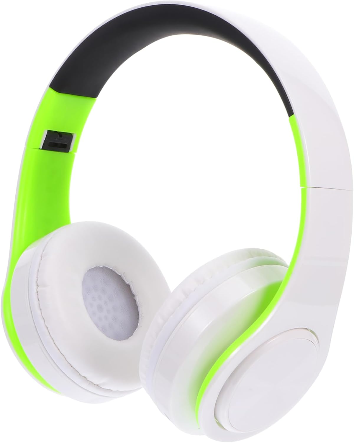 NUOBESTY Foldable Over-Ear Wireless Headphones with Noise Cancelling and Adjustable Headband, Stereo Wireless Headset for Music and Calls, Compatible with Cellphones and Pc, Green White image number 5