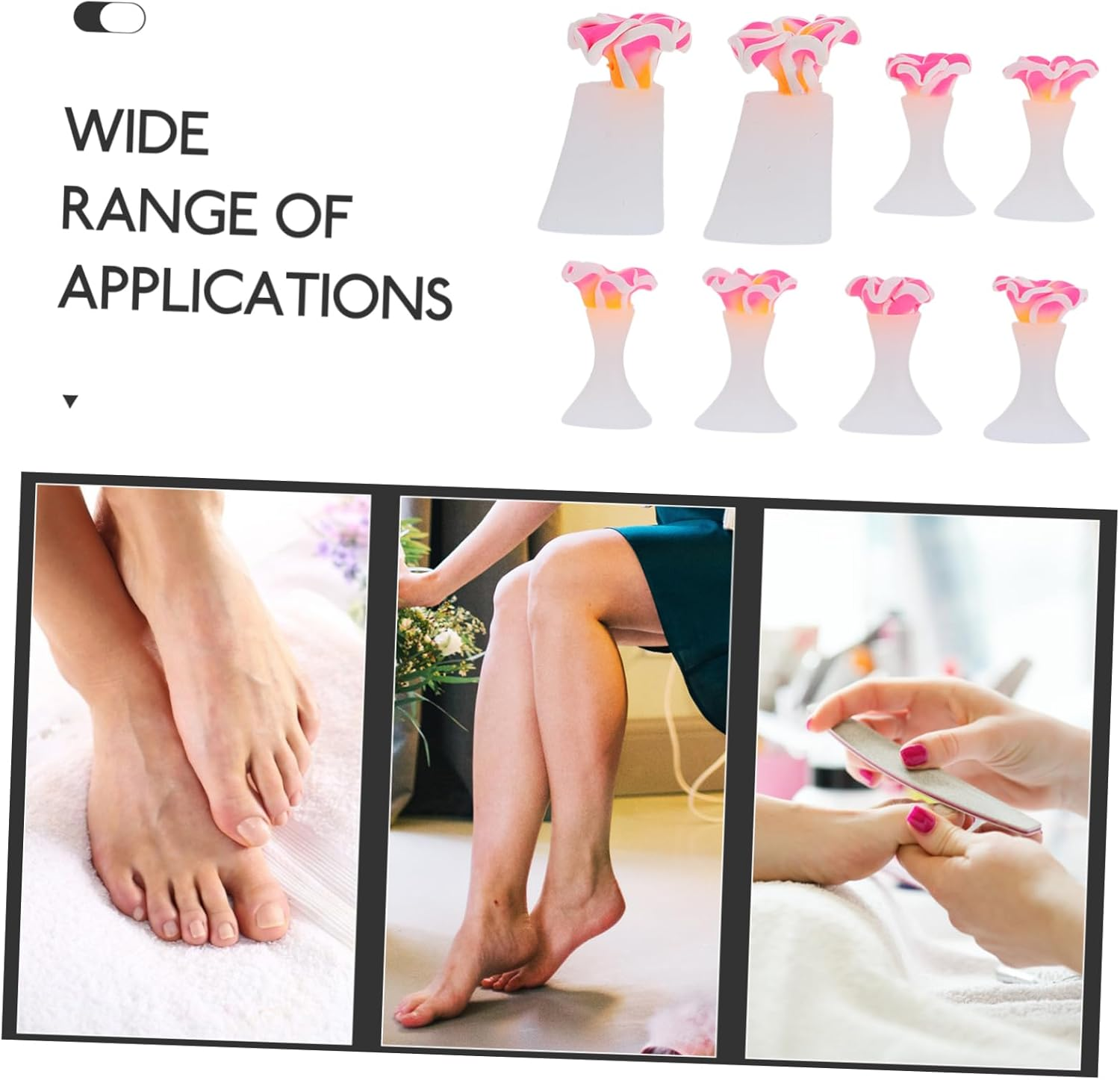 EXQUIMEUBLE 3Sets Silicone Toe Separators for Nail Polish Toe Spacers for Women Pedicure image number 4