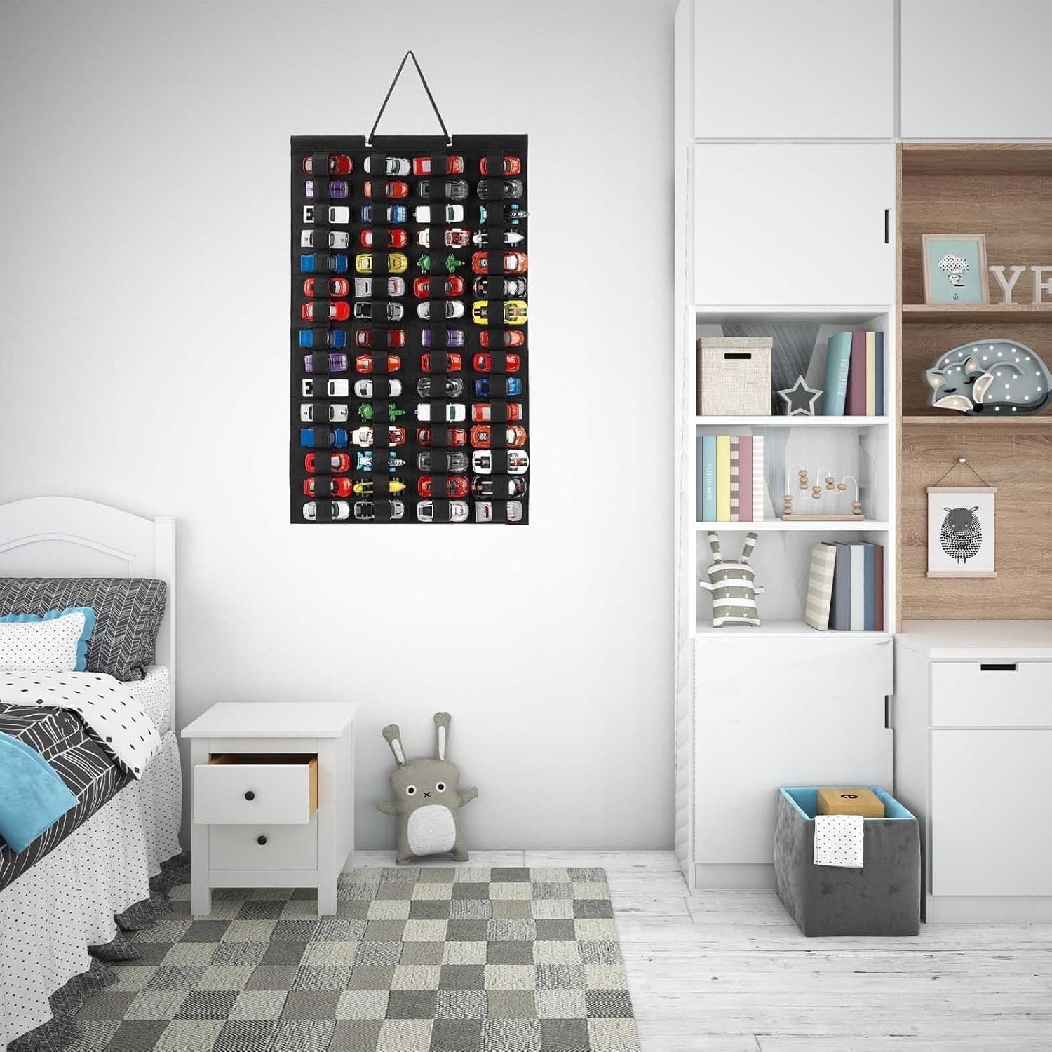 Hanging Storage Organizer for Hot Wheels, XICEN Storage Case Compatible with 60 Toy Cars, Display Case for Wheels Matchbox Cars up 60 (Without Accessories) (Black) image number 5