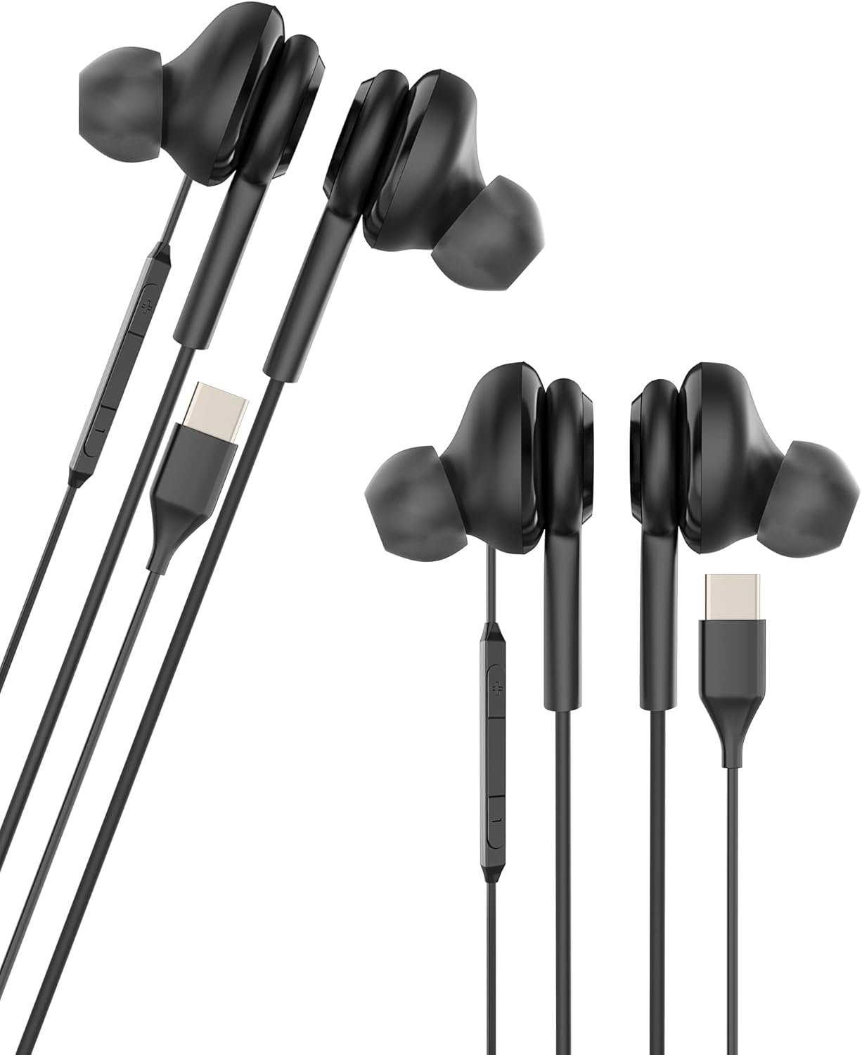 Wireless Headphones USB C (2 Pack), Earbuds Type C, Android, PC, Microphone Jack, Audio Cable, Music, Running, Earbuds, Compatible with Samsung for Iphone image number 3