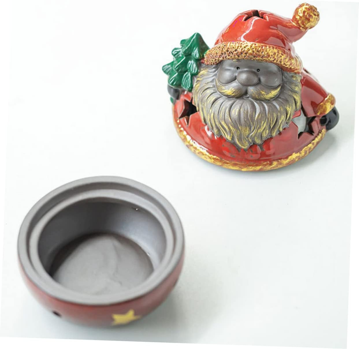 Yardwe Santa Claus Incense Burner Ceramic Decorative Censer for Christmas Home Aromatherapy for Indoor Xmas Decorations image number 2
