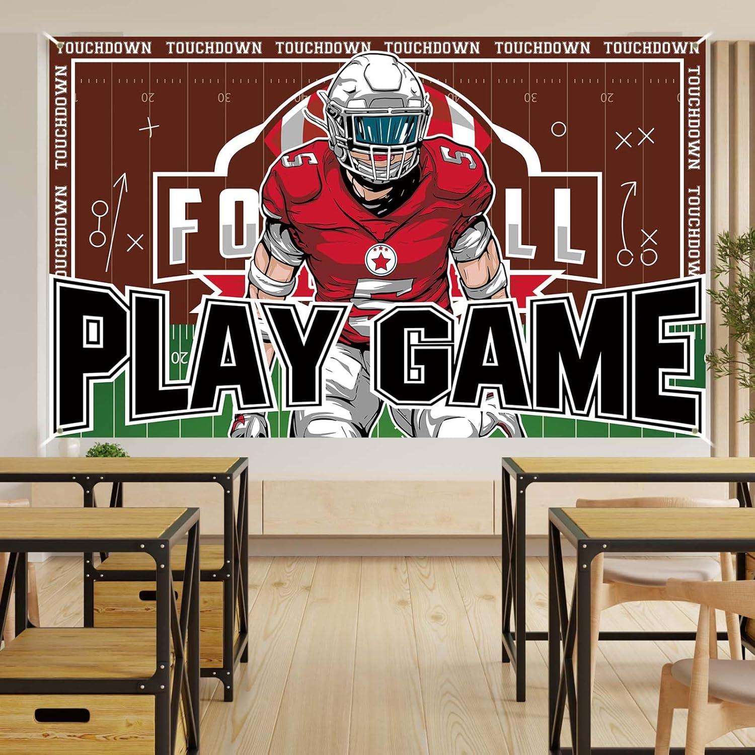 American Football Decorations Play Game Party Backdrop Touchdown Football Birthday Party Decorations and Supplies for Home 5X3Ft image number 3