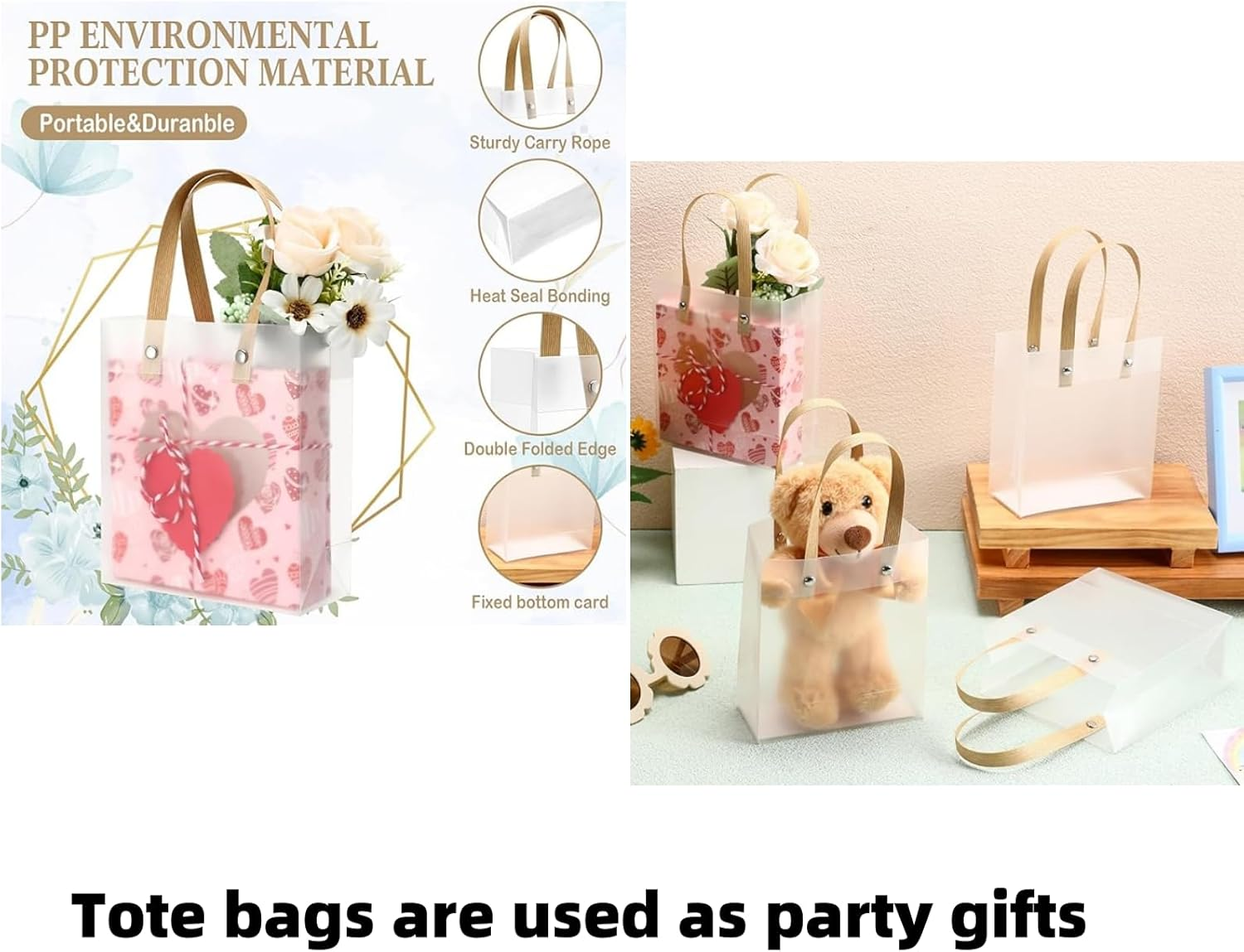 RJDJDLXM 30 Pack Clear Plastic Gift Bags with Handles, Reusable PVC Multipurpose Tote Bags for Party Favors, Goodie Storage, Snacks, Stationery & Cosmetics(23X17X7Cm) image number 2